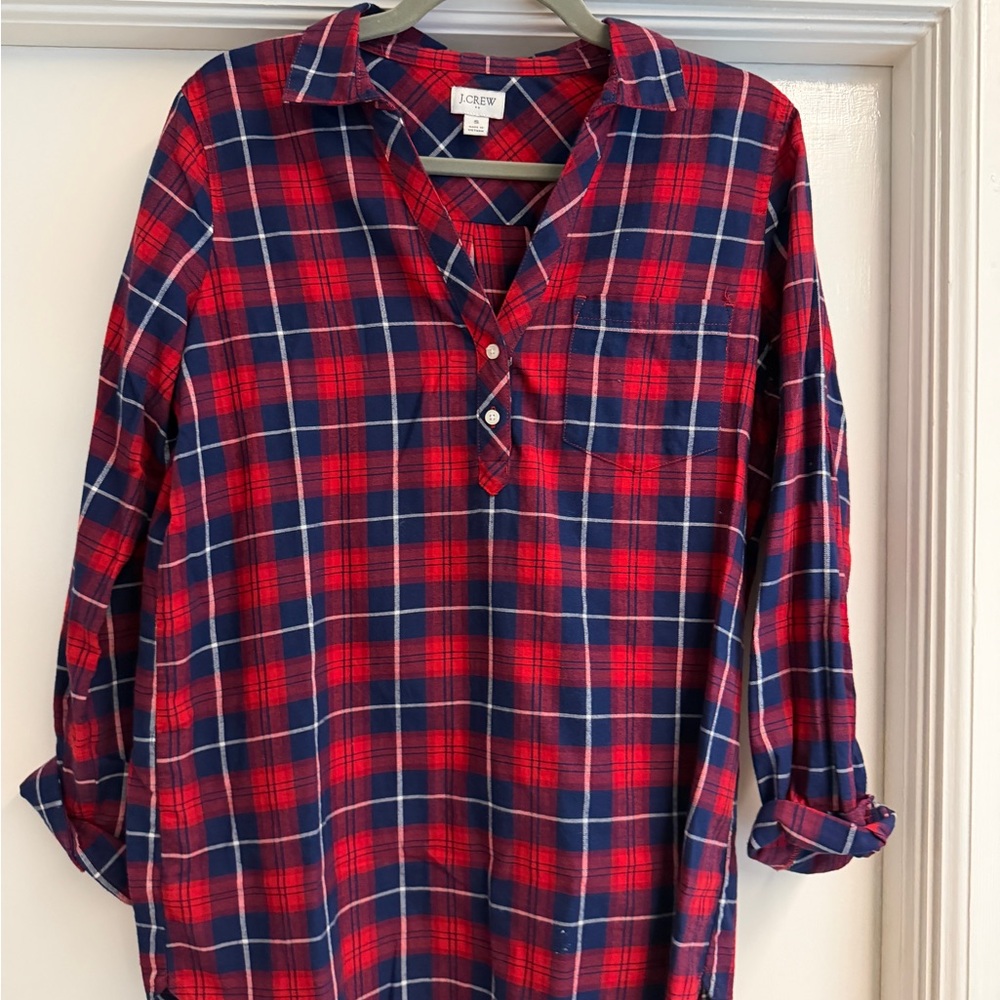 J. Crew Red & Navy Plaid Women’s Shirt/Tunic,